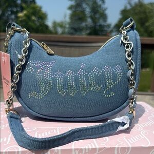 Juicy Couture Blue Shoulder Bag with Gold Chain
